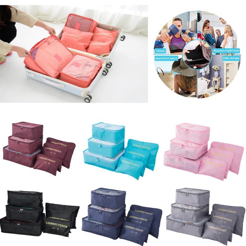 Qx Oxford Cloth Travel Storage Bag Suitcase Set Of 6 For Clothes And Underwear