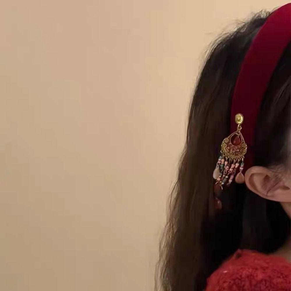 Новый китайский стиль этнический стиль обруч для волос головной убор серебряная подвеска заколка для волос головной убор