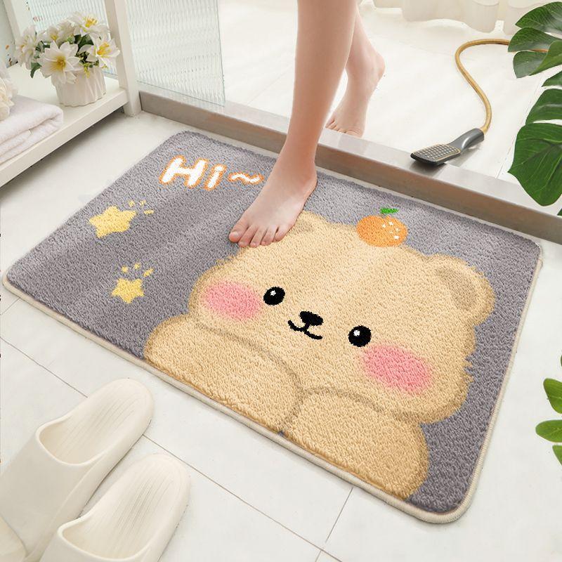 Bathroom Absorbent Floor Mat, Toilet Door Dirt-resistant Non-slip Foot Mat, Bathroom Carpet Cartoon Bedroom Household Floor Mat