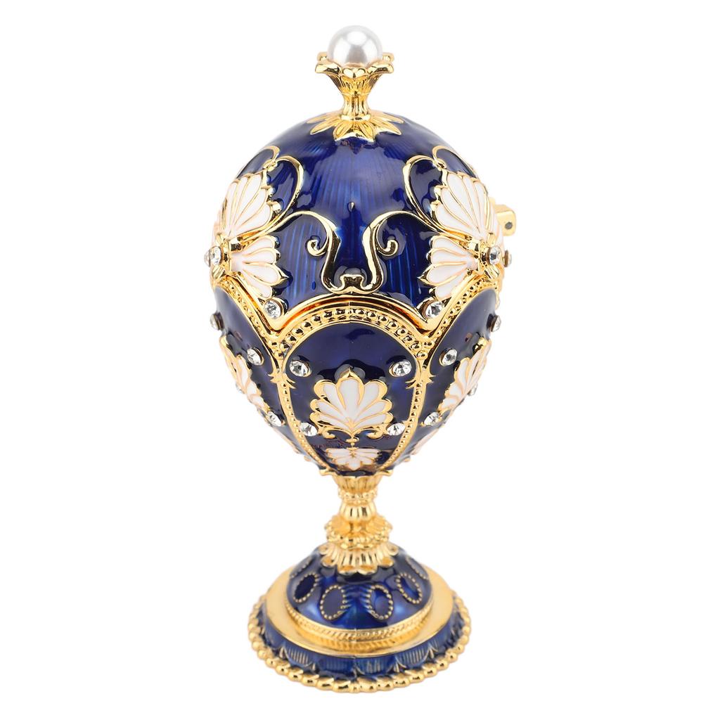 Шкатулка в форме пасхального яйца, ручная роспись, декоративные стразы, сплав, шарнирная, эмалированная, для колец, ожерелий