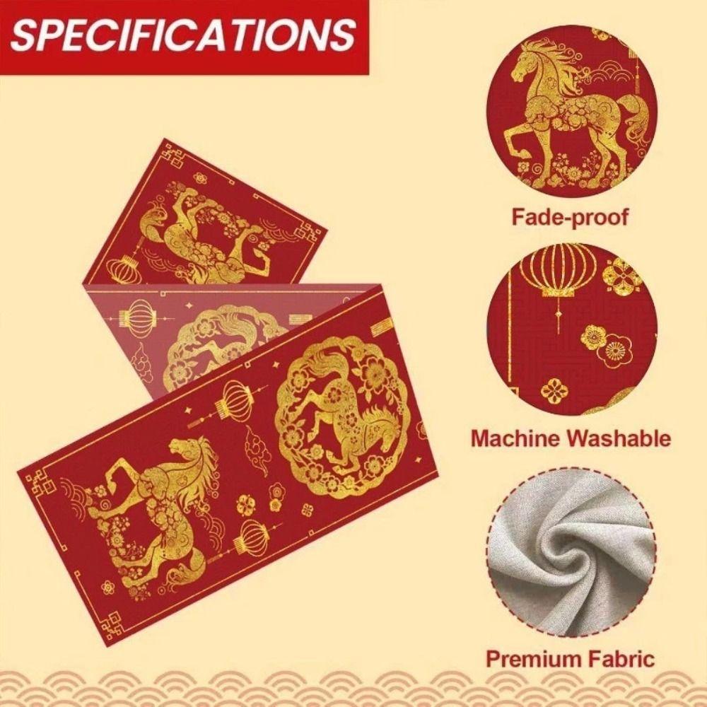 New 2026 New Year Table Runner 13x72 Inch Reusable Year of the Horse Tablecloth Linen Home Decoration Dining Table Decor
