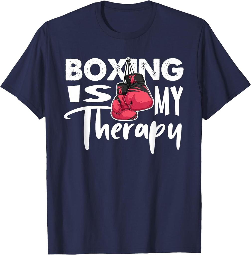 Boxing is My Therapy Funny Boxing Quote Gym Fighter Gloves T-Shirt