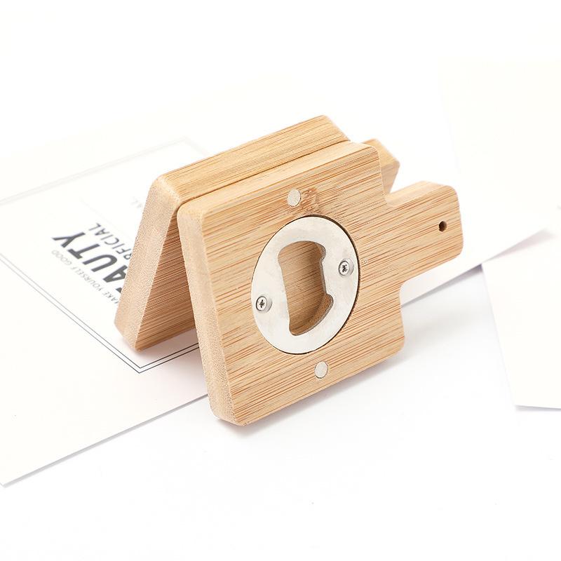 1 шт. деревянная открывалка для бутылок магнитная ручная мультяшная модель отверстие для подвешивания на холодильник магнит открывалка для пива кухонные гаджеты