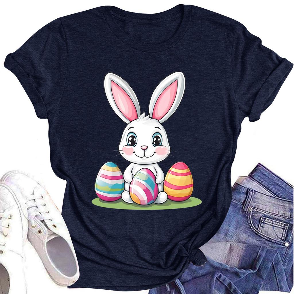 Women's Printed Round Neck Short-sleeved T-shirt Top