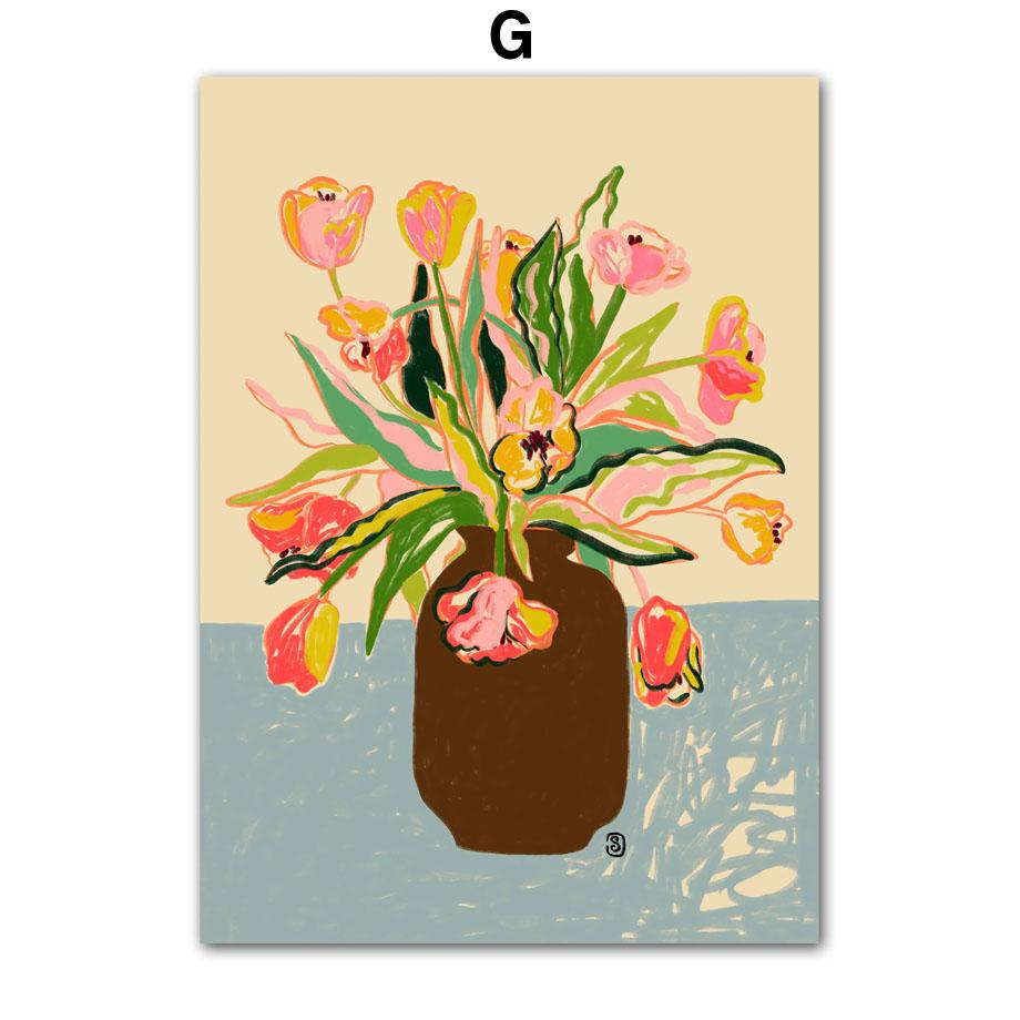 Abstract Line Stripe Girl Flower Leaf Colorful Wall Art Canvas Painting Posters And Prints Hotel Bar Pictures Indoor Room Decor