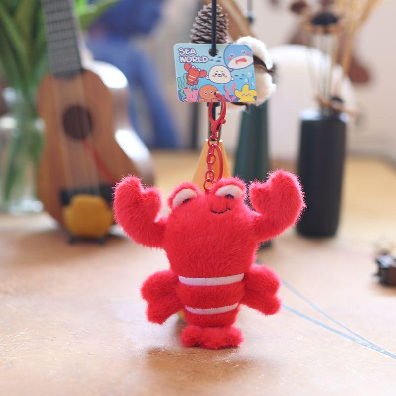 Cute Cute Marine Animal Jellyfish Pendant Plush Toy Doll Crab Lobster Keychain Bag Hanging Decoration