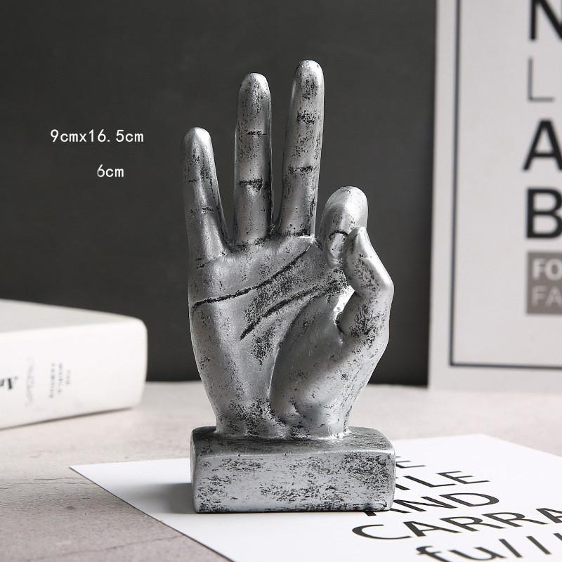 Modern Resin Hand Gesture Sculpture Ornament Figurine Statue Finger Arrangement Home Coffee Shop Decor Adornment Accessories