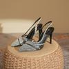 Pointed high heels thin heels Huizhou women's shoes leather women's shoes single shoes 2025 spring women's rhinestone sandals women's fashion