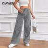 Spring Women's Pant Fashion Side Ruffle Solid Color Straight Leg Wide Leg Sweatpants