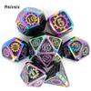 7 Pcs Colorful Gear Wheel Metal Dice Solid Metal Polyhedral Dice Set Suitable for Role-Playing RPG  Board Game Card Game
