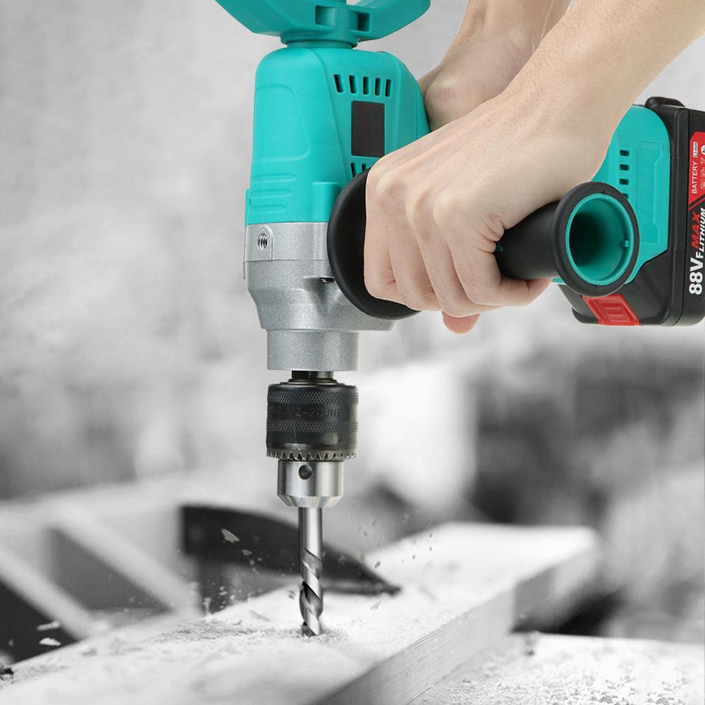 Бесщеточная электрическая дрель 88 В, 800 Вт, 13 мм, аккумуляторная электрическая отвертка, 1/2 дюйма, патрон с автоматической блокировкой, ледобур, электроинструмент с литий-ионной батареей