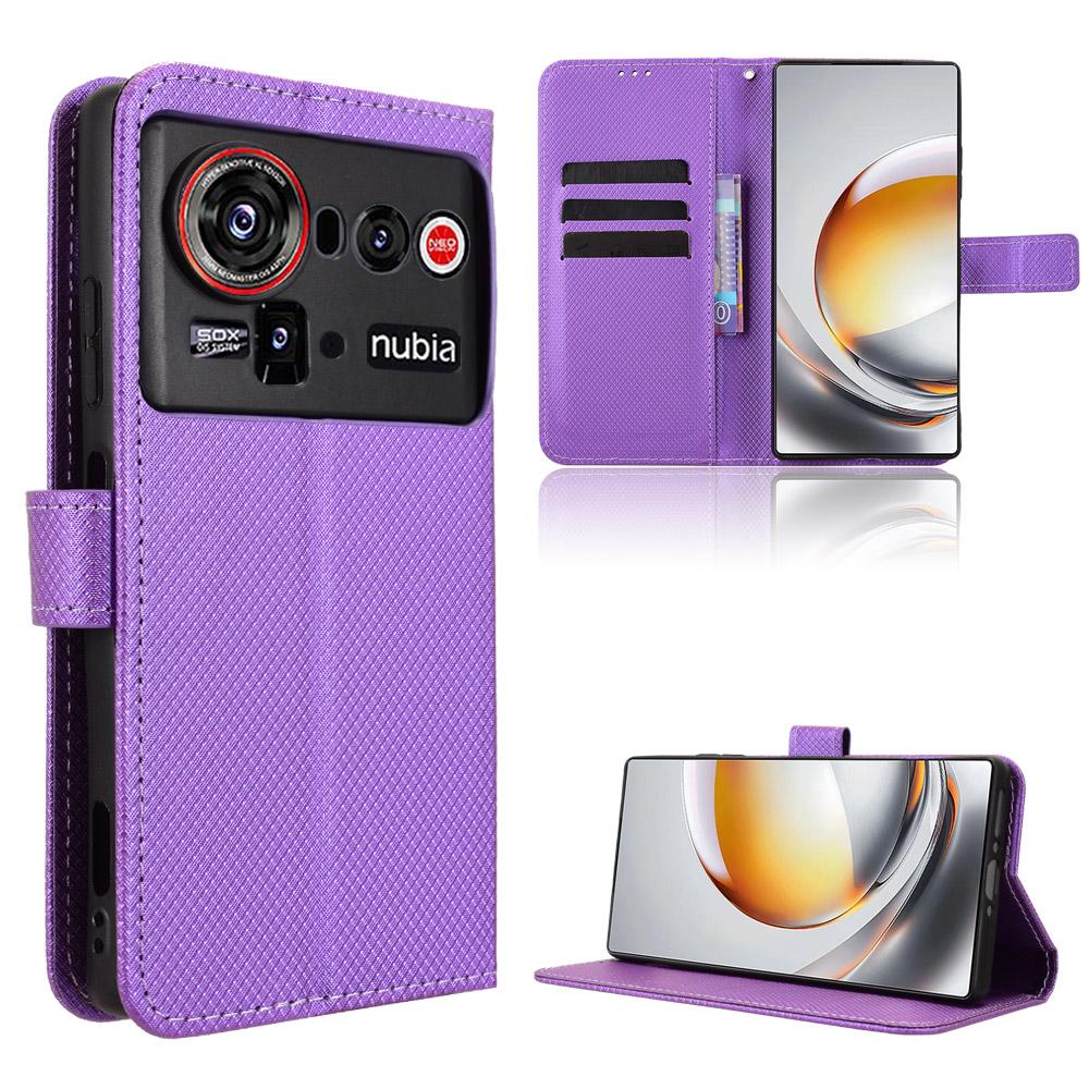 For ZTE nubia Z80 Ultra 5G Leather Wallet Case with Strap Diamond Texture Phone Cover
