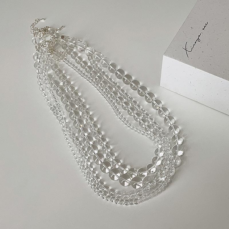 Простое прозрачное стеклянное ожерелье из бисера, женская ниша, индивидуальность, модный тренд, элегантный темперамент, универсальная цепочка на шею, цепочка на ключицу