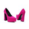FOREADA Women Pu Leather Pumps Platform Super High Hoof Heels Pointed Toe  Party Sexy Spring Autumn Shoes Black Rose-carmine