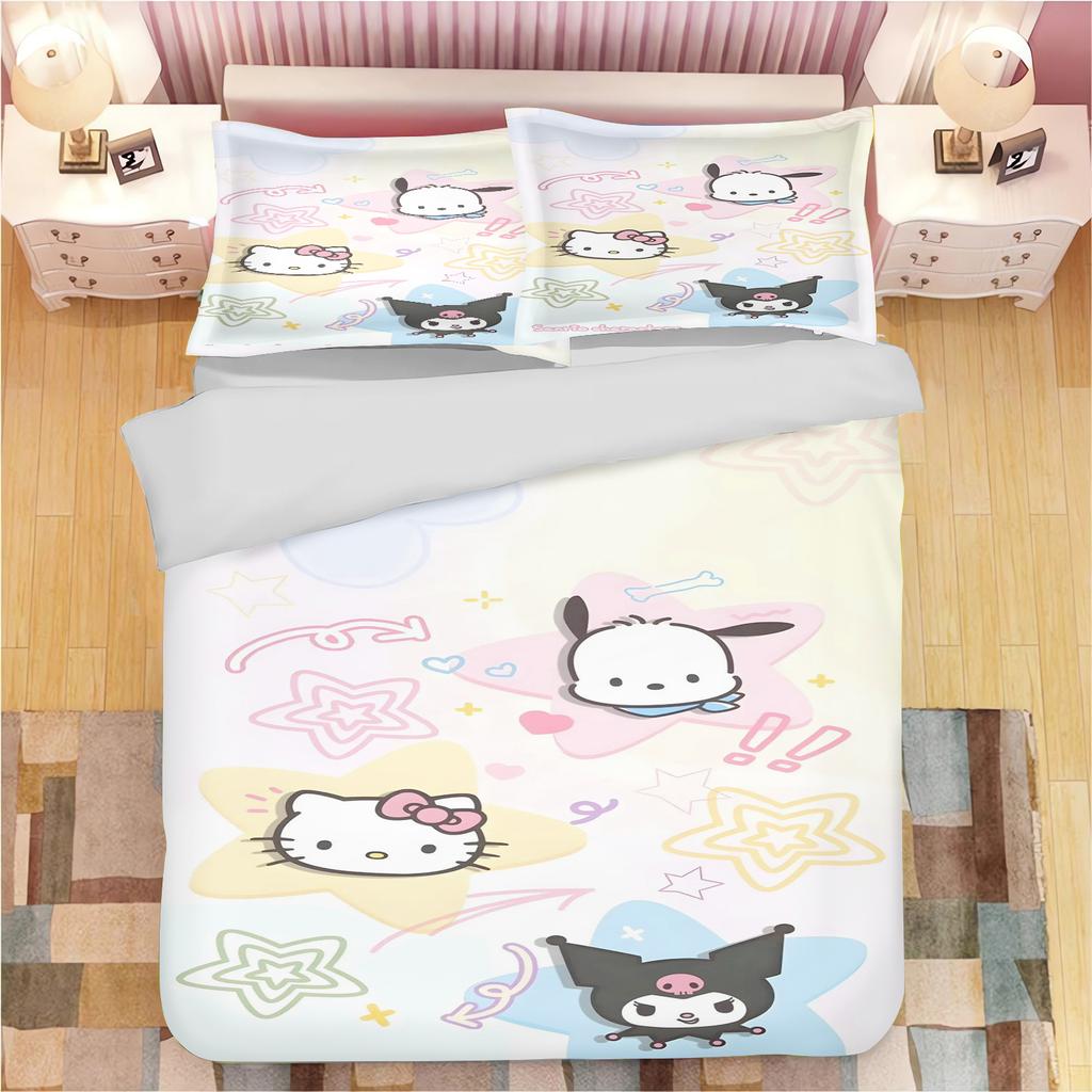 Sanrio Pochacco Комплект пододеяльника Одеяло Постельное белье 3D Детский комплект постельного белья 3 предмета 1 пододеяльник Размер King Size