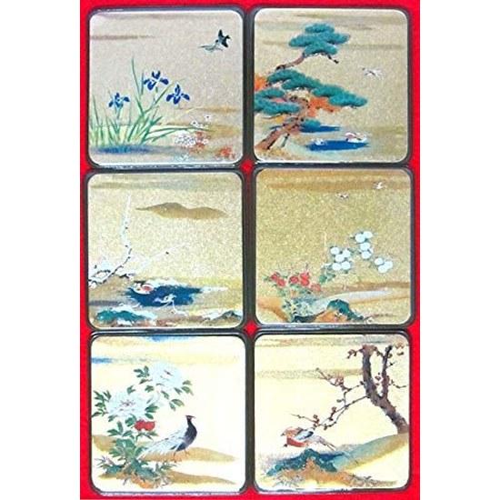 Japanese Souvenirs Overseas Ukiyo-e Coaster Cup Mat Seasonal Flower Bird Design Set 6