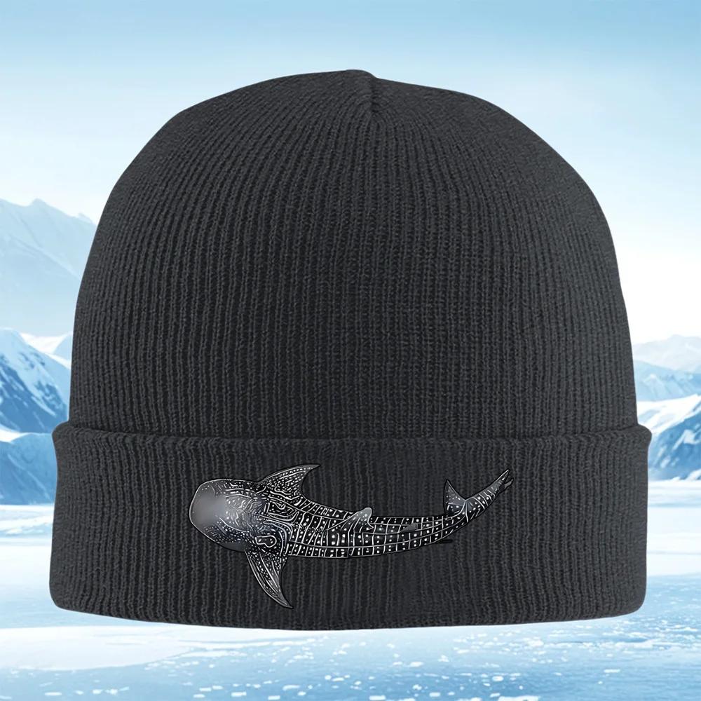 New White irregular lines dotted shark pattern Men Women Unisex Knitted Hat Beanie Outdoo