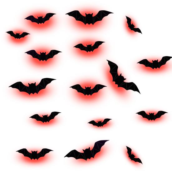 16 Pcs Lighted 3D Bat Sticker LED Halloween Bat Decorative Wall Sticker Light Up Glowing Bat Clings for Bedroom Window Wall Decor