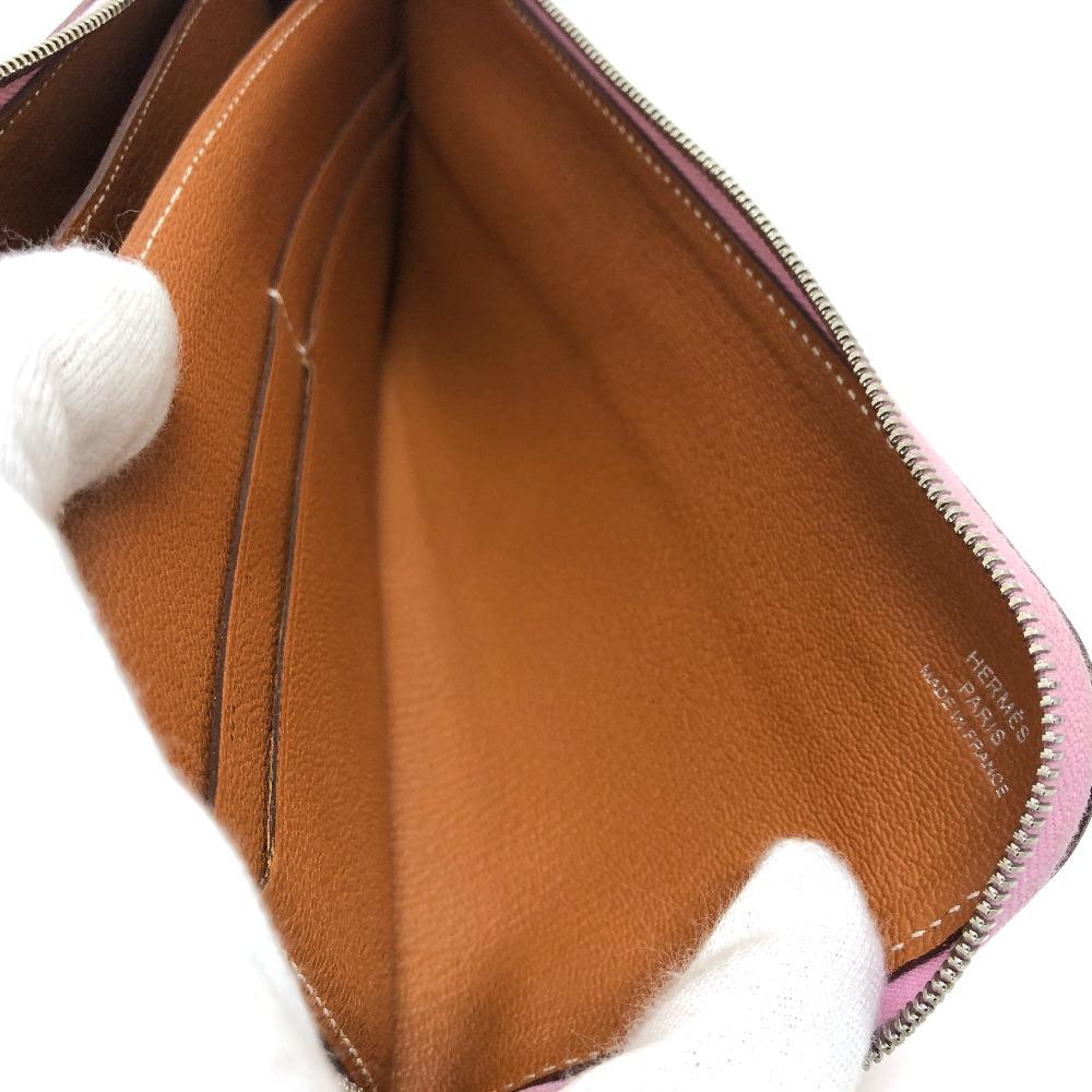 HERMES remix combine duo  Long Wallet Epsom Mauve Sylvestre x Lime pink/yellow