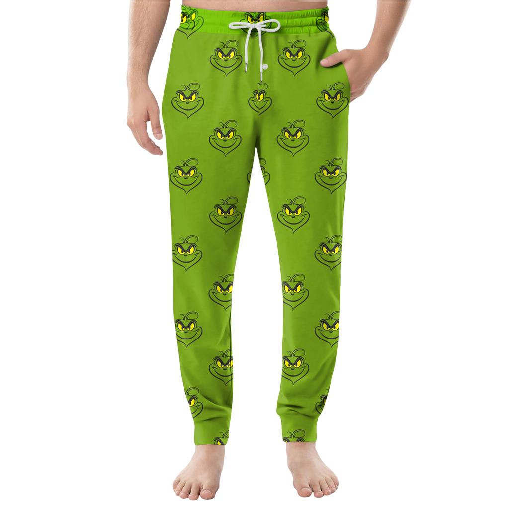 Мужские повседневные брюки с карманами на кулиске и манжетами, домашние брюки для сна