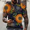 Футболка с принтом «Подсолнухи» 3D, мужская одежда, верхняя футболка