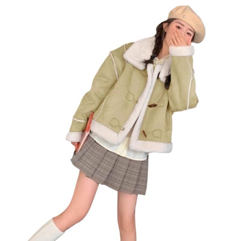 Короткое локомотивное меховое интегрированное зимнее пальто из искусственного меха ягненка, осенне-зимнее новое утолщенное пальто