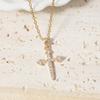 Golden Zirconia Arrow Cross Pendant Necklace, Dainty Jewelry for Women