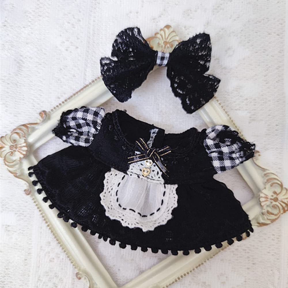 niannyyhouse 10cm Plush Black Mesh Interchangeable Cotton Doll Clothes Clothes, Dress,