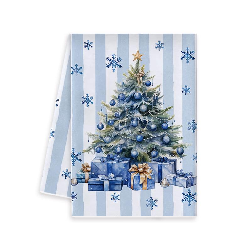 Blue Christmas Kitchen Towel & Dishcloth Combo Set
