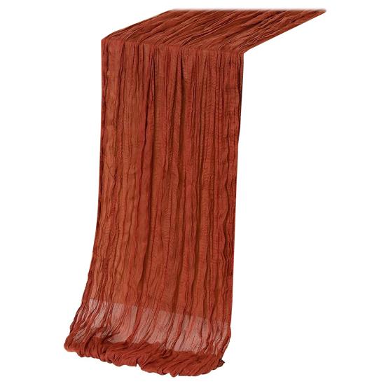 Дорожка для стола на День благодарения, марлевая, в стиле бохо, плиссированная, однотонная, устойчивая к пятнам, многоразовая, для защиты стола, украшение, дорожка для банкета, выпускного вечера