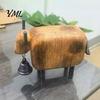 Small Statue Gift for Birthday Rustic Sheep Figurine with Bell, Faux Wood Resin Farmhouse Lamb Statue, Distressed Look Tabletop Vintage Country Style