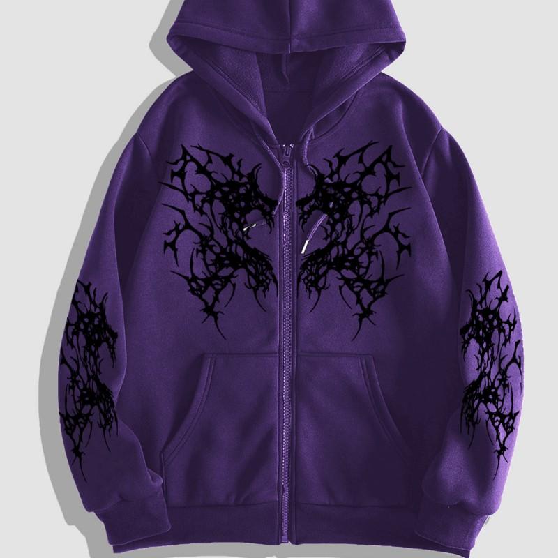 American Vintage Dark High Street Zip Hoodie Oversized Couple Sweatshirt Men