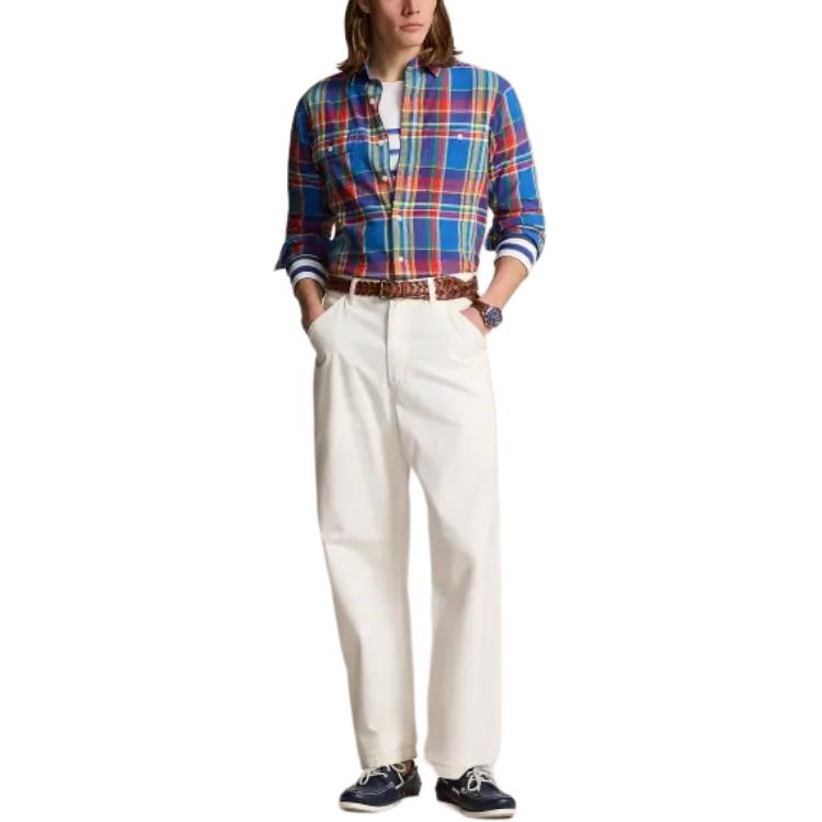 Polo Ralph Lauren рубашка на пуговицах с длинным рукавом в клетку мужские рубашки синего цвета MNPOWOV16823-431