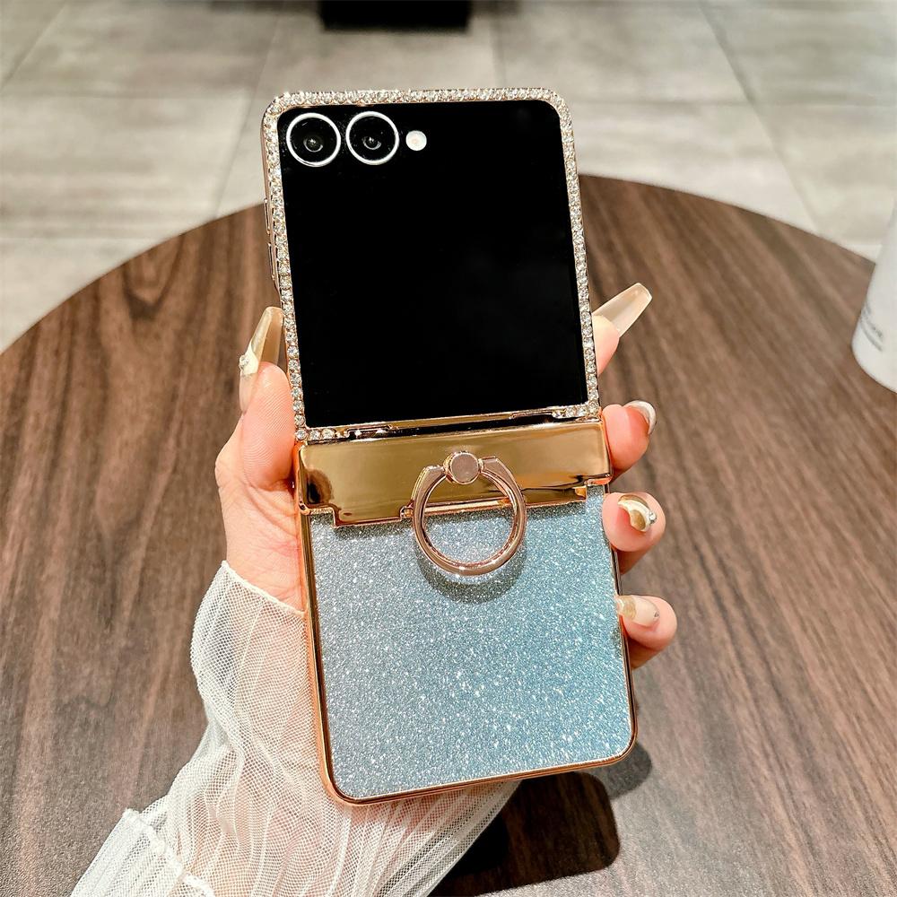 Чехол для Samsung Galaxy Z Flip7 5G с блестящим дизайном, украшенный стразами, жесткий ПК чехол для телефона