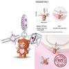 Real Copper Princess Pink Bear Bead Blue Rose Red Bears Pendant Charms Fit Bracelet Neckalce Diy Bithday Gift