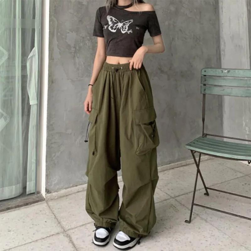 Danmo Y2K Women Sweatpants Wide Leg Joggers Trousers Clothes Streetwear Cargo Korean Harajuku Baggy Parachute Pants Plus Size
