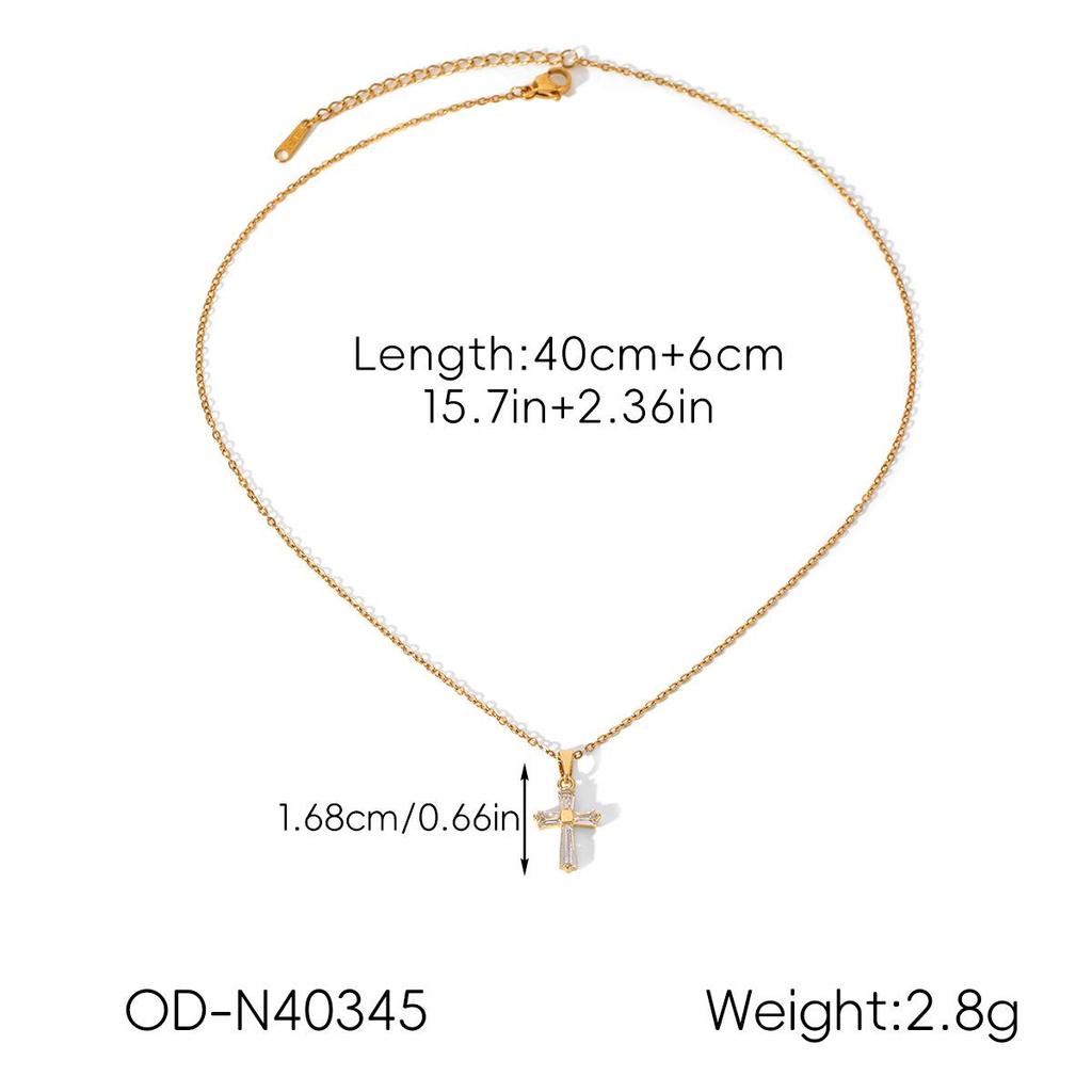 Хит продаж Французское Нержавеющее Стальное Крестовое Ожерелье с Подвеской из Циркона и Жемчуга