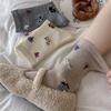 Puppy Cute Kids Grey Cartoon Animal Mid Socks Thickened Wool Socks Warm Pile Socks