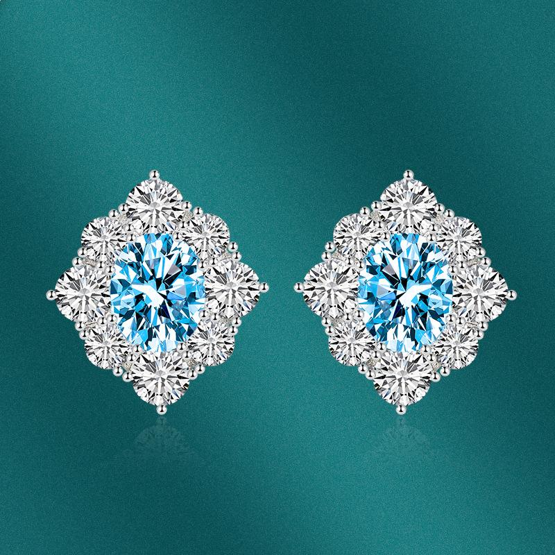 BELLA BOX Luxury Women Fashion Flower Stud Earrings Wedding Engagement Party Gift