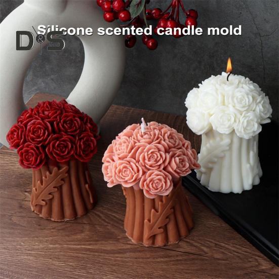 3D букет роз, силиконовая форма, сделай сам, форма цветка, антипригарное покрытие, сделай сам, домашняя ароматерапия, изготовление свечей, гипсовая форма, украшение дома, свадебный подарок