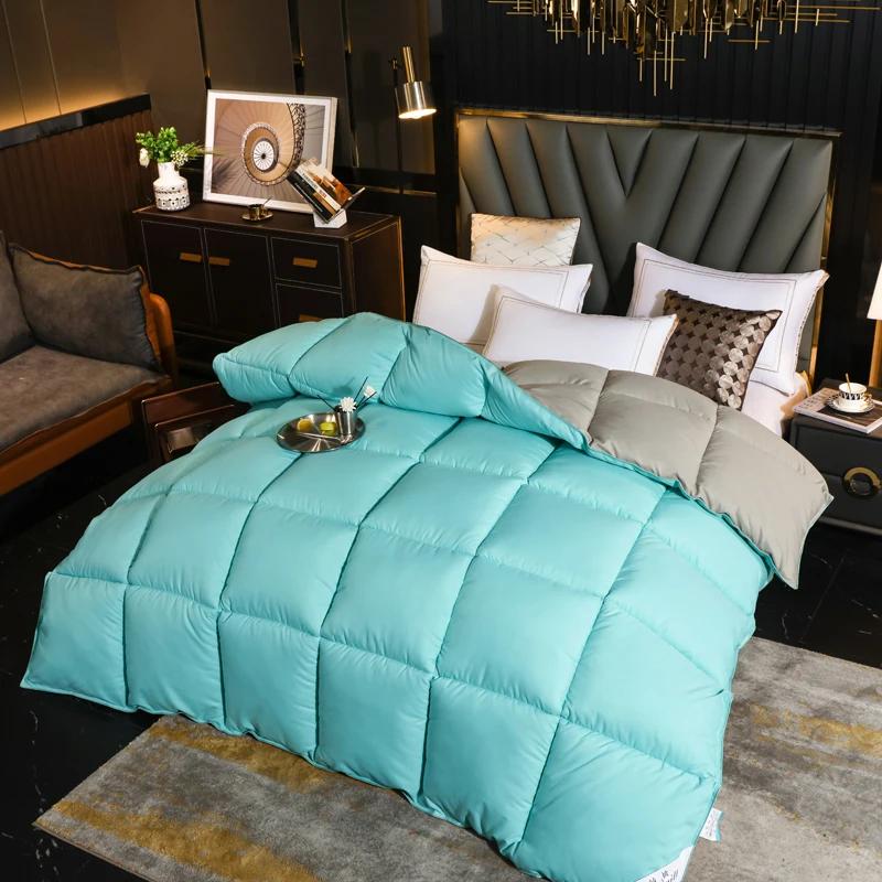 Зимнее хлопковое гусиное пуховое одеяло для пятизвездочного отеля, супермягкое пушистое одеяло размера «queen-king» и «king-size», одеяло Four Seasons