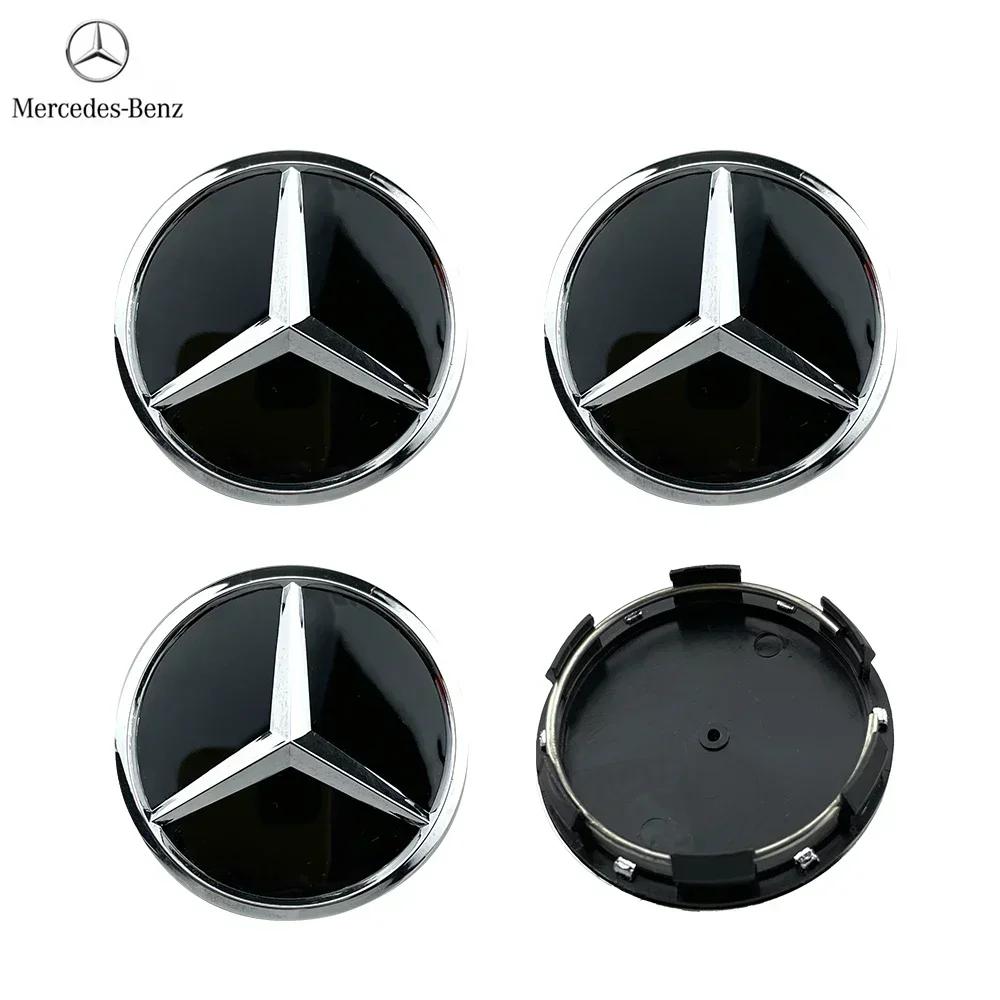 FEN1 4pcs 60mm Black Silver Car Wheel Cap Badge Logo Cover For Mercedes Benz W176 W177 W204 W205 W212 W213 W206 X156 X253 W117 W166