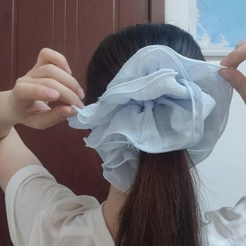 Однотонные кружевные плиссированные резинки для волос в корейском стиле, толстая кишка, веревка для головы, ежедневно