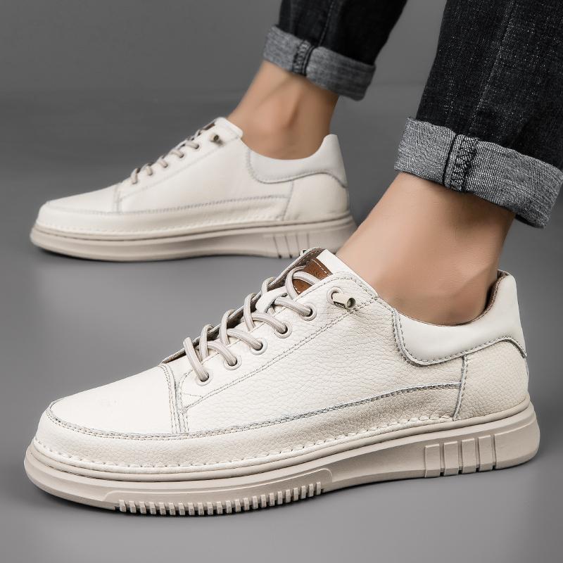 Модные кожаные мужские кроссовки для скейтбординга, повседневная обувь для мужчин, удобные туфли на плоской подошве, белые туфли для мужчин, кроссовки большого размера 48 49