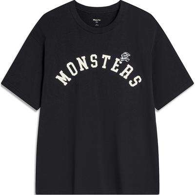 Li Ning X Disney Monsters University Disney Collaboration Series Loose Breathable Comfortable Short Sleeve T-Shirt Unisex Tops Black AHSU493-3