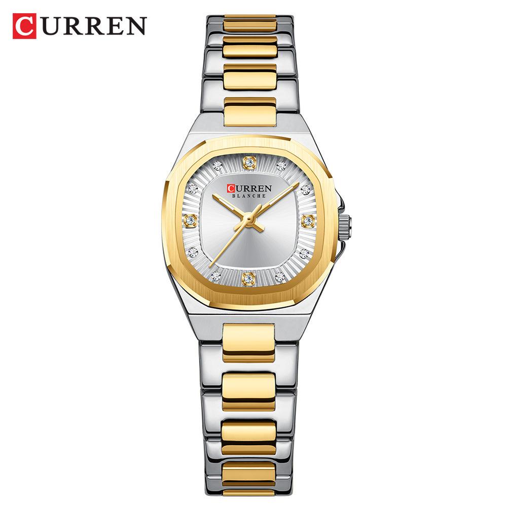CURREN 9104 Женские кварцевые часы с браслетом из стали, повседневные, модные
