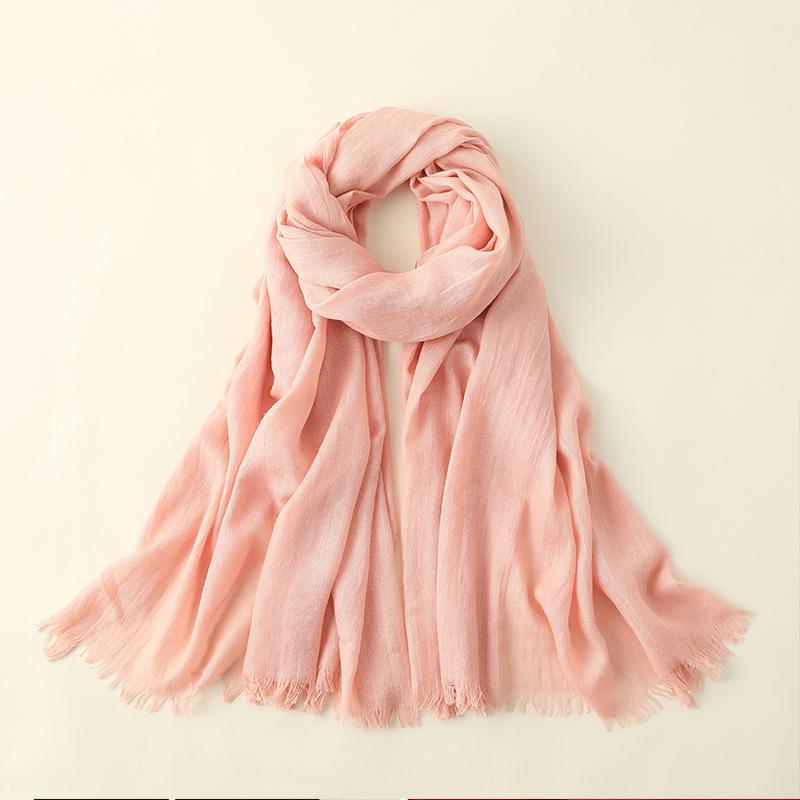 Spring And Summer Silk Scarves Women'S Fashion Sunscreen Sunshade Beach Large Long Scarves Solid Color Cotton And Linen Silk Scarves Scarves