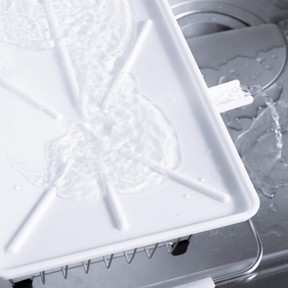 Iris Plaza SSDD-2S Slim Stainless Steel Dish Drying Rack 2-Tier Space-Saving White for Sink