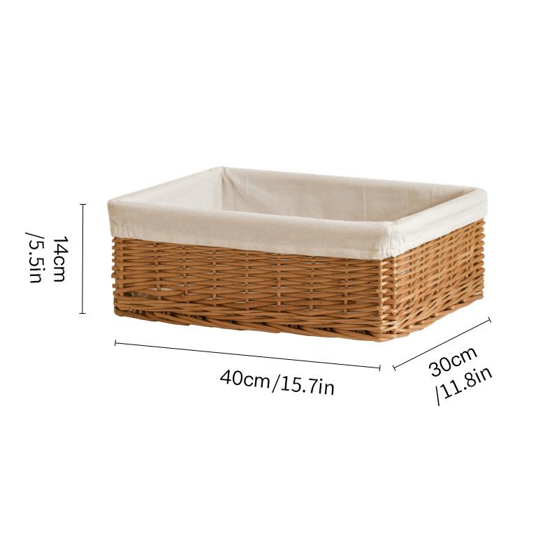Large Wicker Bread Basket With Linen Liner Handmade Rattan Bread Serving & Storage Basket Snack Sundries Cosmetic Storage Case