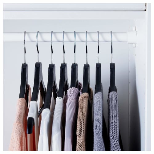 IKEA BUMERANG Solid Wood Clothes Hangers with Shoulder Recesses for Suits, Jackets, and Camisoles (Set of 2 (16 pieces), Black)